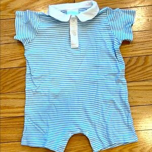 Little English Striped Blue and White Baby Romper